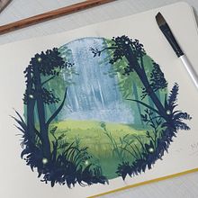 Meu projeto do curso: Pintura de paisagens atmosféricas com guache. Traditional illustration, Painting, and Gouache Painting project by Bianca Marçal - 03.26.2022