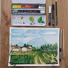 Travel Watercolor. Watercolor Painting, Arts, and Crafts project by dinans - 03.28.2022