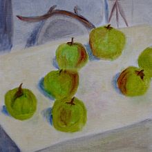 Apples, green ones. Projekt z dziedziny Malarstwo olejowe użytkownika Harry Santamaki - 28.03.2022