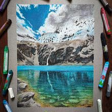 Laguna 69 al oil pastel, colaboración con Stabilo. Un proyecto de Ilustración tradicional, Dibujo y Pintura de Edy Rios - 30.03.2022