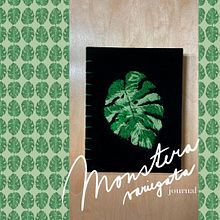 Monstera variegata journal. Design, Bookbinding, and Embroider project by Katerina Stryckova - 11.02.2021