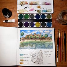 My project for course: Watercolor Travel Journal. Un proyecto de Ilustración tradicional, Pintura a la acuarela, Ilustración arquitectónica y Sketchbook de Juan Mantilla - 02.04.2022