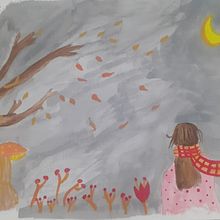 Noche de Otoño.. Un proyecto de Ilustración tradicional, Bellas Artes, Pintura y Pintura gouache de cardortgon323 - 03.04.2022