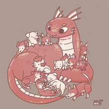 Hoarding dragons series. Traditional illustration project by Odile Dion-Achim - 04.03.2022