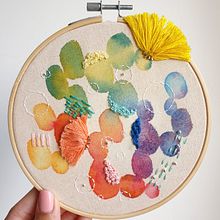 My final project for course: Embroidery and Watercolor Basic Techniques. Painting, Watercolor Painting, Embroider, and Textile Design project by paulajrmc - 03.18.2022