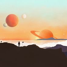 Planetary Sunset. Un proyecto de Ilustración tradicional, Ilustración digital y Creatividad de Lorena Maqueda - 05.04.2022