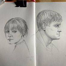 Mon projet du cours : Carnet de portraits : explorez le visage humain Ein Projekt aus dem Bereich Skizzenentwurf, Zeichnung, Porträtzeichnung, Artistische Zeichnung und Sketchbook von vero_davidson - 06.04.2022