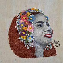 Retrato da cantora brasileira Clara Nunes. Textile Design project by tetevfigueiredo - 04.07.2022