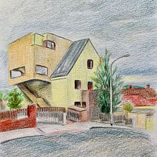 An interesting house in Brno. Traditional illustration, Fine Arts, Sketching, Pencil Drawing, Drawing, Artistic Drawing, and Sketchbook project by zia_gouel - 04.09.2022
