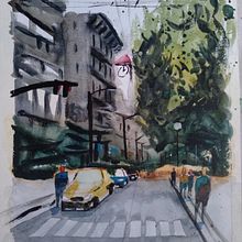 My project for course: Urban Landscapes in Watercolor. Un proyecto de Bellas Artes, Pintura a la acuarela e Ilustración arquitectónica de alorente22 - 09.04.2022