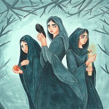 Druidesas_Ilustración tradicional con gouache. Traditional illustration, Gouache Painting, and Watercolor Painting project by Tamara Baz - 04.12.2022
