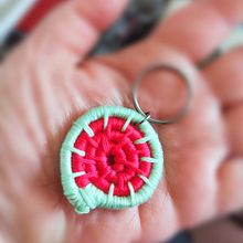 A quick cute key ring to practice coiled weaving . Weaving project by ginettew - 04.14.1964