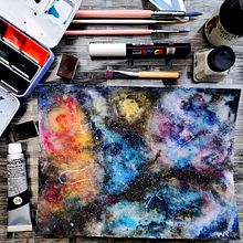 Galaxias y constelaciones. Un progetto di Illustrazione tradizionale, Belle arti, Pittura e Pittura ad acquerello di Williams Aguilera - 16.04.2022