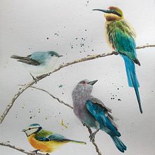 Mon projet du cours : Techniques artistiques d'aquarelle pour illustrer les oiseaux. Un projet de Illustration traditionnelle, Aquarelle, Dessin réaliste et Illustration naturaliste de mina_inverse - 18.04.2022