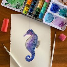 Mi Proyecto del curso: Ilustración de universos marinos en acuarela. Traditional illustration, Painting, Watercolor Painting, and Naturalistic Illustration project by Carmen Cancun - 04.19.2022