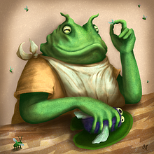 Little frog eating . % Oksana tarafından hazırlanan Geleneksel illüstrasyon projesi - 04.02.2022