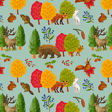 Motif forêt canadienne. Un progetto di Illustrazione tradizionale, Graphic design, Pattern design, Disegno e Illustrazione botanica di _carole_ - 23.04.2022