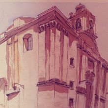 Iglesia de Medina al atardecer. Un proyecto de Ilustración arquitectónica de Higinio C.E. - 24.04.2022