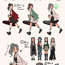 My project for course: Drawing Appealing Characters with Personality. Projekt z dziedziny Projektowanie postaci, Sketching,  R, sunek, Stor, telling, Stor, board,  R, sunek art, st, czn i Narracja użytkownika Aiya Takiyeva - 26.04.2022