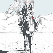 Eagle Huntress. Traditional illustration, and Drawing project by Adriana Zurera - 04.27.2022