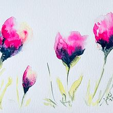Spring Tulip Blooms. Un proyecto de Ilustración tradicional, Bellas Artes, Pintura, Pintura a la acuarela e Ilustración botánica de Judy - 30.04.2022