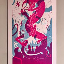 | | | d e s c e n t | | | : linoleum block printed poster. Printing project by rhye pirie - 04.26.2022