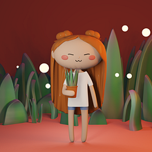 My project for course: Kawaii Character Creation in 3D with Blender . Traditional illustration, Character Design, Digital Illustration, 3D Modeling, and Manga project by Olena Sorina - 04.30.2022
