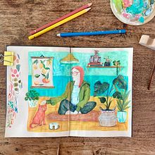 Time spent with cats…. Traditional illustration, Sketching, Creativit, Drawing, Watercolor Painting, Sketchbook, and Gouache Painting project by Miriam Nowak - 05.03.2022
