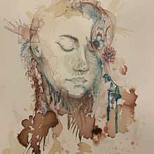 My project for course: Experimental Portraiture with Ink, Tea and Alcohol. Un proyecto de Bellas Artes, Pintura, Dibujo e Ilustración con tinta de Alex Kondylas - 28.04.2022