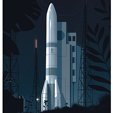 Ariane 5 poster . Een project van Traditionele illustratie van Tom Haugomat - 04.05.2022