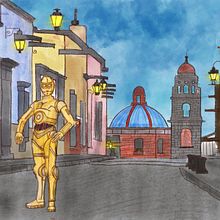 C3PO En San Miguel de Allende, México . Un proyecto de Ilustración tradicional, Ilustración digital y Dibujo digital de German Arroyo - 03.05.2022