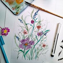 Mon projet du cours : Création d’une composition florale à l’aquarelle. Projekt z dziedziny Trad, c, jna ilustracja,  Sztuki piękne,  Malarstwo, Malowanie akwarelą, R, sunek botaniczn, Ilustracja naturalist i czna użytkownika Camille Carmona - 06.05.2022