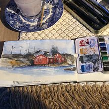 My project for course: Architectural Sketching with Watercolor and Ink. Sketching, Drawing, Watercolor Painting, Architectural Illustration, Sketchbook & Ink Illustration project by Grethe Walsh - 05.07.2022
