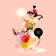 Spark Curiosity Looping Gif. Traditional illustration, Motion Graphics, Animation, Character Design, Character Animation, Rigging, 2D Animation, Stor, telling, Digital Drawing, Digital Painting, and Animated Illustration project by Nuria Boj - 05.07.2022