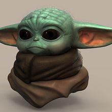 Busto Baby Yoda (Grogu). 3D Modeling, 3D Design, and 3D Character Design project by Yolanda Rodríguez Felices - 05.08.2022