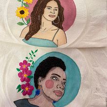 Meu projeto do curso: Criação de retratos bordados com aquarela. Painting, Watercolor Painting, Embroider, and Textile Design project by Suelen Brum - 05.09.2022
