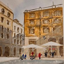 Mi Proyecto del curso: Técnicas modernas para paisajes urbanos en acuarela . % Hugo Illescas tarafından hazırlanan Tablo, Sulubo, Ve a Resim projesi - 05.10.2022