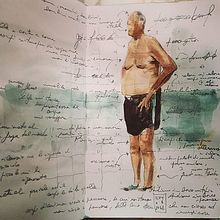 geografia di un bagnante_2018 Ein Projekt aus dem Bereich Sketchbook, Traditionelle Illustration, Porträtzeichnung, Bleistiftzeichnung, Artistische Zeichnung, Zeichnen mit Buntstiften, Gouachemalerei und Bildende Künste von Claudio Patanè - 10.05.2022
