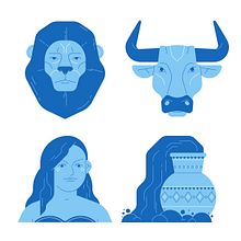 Zodiac Signs. Design, Ilustração tradicional, Ilustração digital, e Design gráfico projeto de Yan Moryachok - 11.05.2022