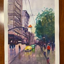 Naneen's project for course: Urban Landscapes in Watercolour. Projekt z dziedziny  Sztuki piękne, Malowanie akwarelą,  R i sunek architektoniczn użytkownika Christine Kirsch - 10.05.2022