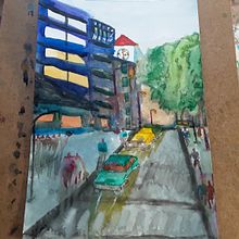 Mi proyecto del curso: Paisajes urbanos en acuarela. Un proyecto de Bellas Artes, Pintura a la acuarela e Ilustración arquitectónica de Samantha Vulijscher - 14.05.2022