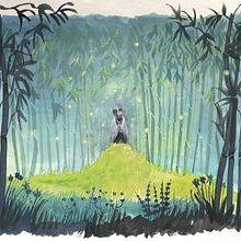 Jizo dans une une forêt de bambous. Traditional illustration, Painting, and Gouache Painting project by Lucie Thiam Bouleau - 08.06.2022