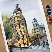 My project for course: Architectural Sketching with Watercolor and Ink. Projekt z dziedziny Sketching,  R, sunek, Malowanie akwarelą,  R, sunek architektoniczn, Sketchbook,  R i sunek atramentem użytkownika Alejandra Fretes - 02.05.2022