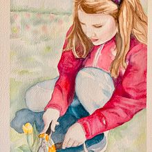 Girl in the Garden . Un proyecto de Pintura a la acuarela de vacker8 - 17.05.2022