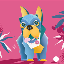 Bulldog francés - Ilustración Geométrica Digital Vectorial - Ralph #illustration. Un proyecto de Ilustración tradicional, Ilustración vectorial, Ilustración digital y Dibujo digital de Calone - 15.05.2022