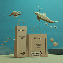 3D paper bags mockup. Een project van  Ontwerp, 3D,  3D-modellering,  3D-ontwerp y Digitaal ontwerp van Jose Damian Orozco Borrego - 19.05.2022