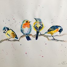 My project for course: Artistic Watercolor Techniques for Illustrating Birds. Un proyecto de Ilustración tradicional, Pintura a la acuarela, Dibujo realista e Ilustración naturalista				 de sally_jc - 19.05.2022