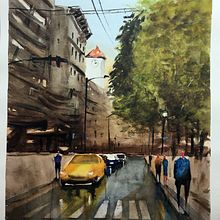 Mi proyecto del curso: Paisajes urbanos en acuarela. Fine Arts, Watercolor Painting, and Architectural Illustration project by cat2020 - 05.20.2022