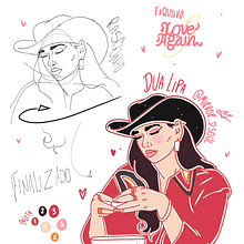 Dua Lipa - Projeto Oficial de divulgação de "Love Again". Design, Traditional illustration, and Advertising project by João Victor - 05.20.2022