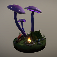 Camping bug low poly 3D diorama. Een project van  Ontwerp, 3D,  3D-modellering, 3D-karakterontwerp,  3D-ontwerp y Videogame-ontwerp van Jose Damian Orozco Borrego - 21.05.2022